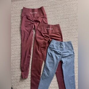 Alphalete Leggings - Burgundy and Slate Trio